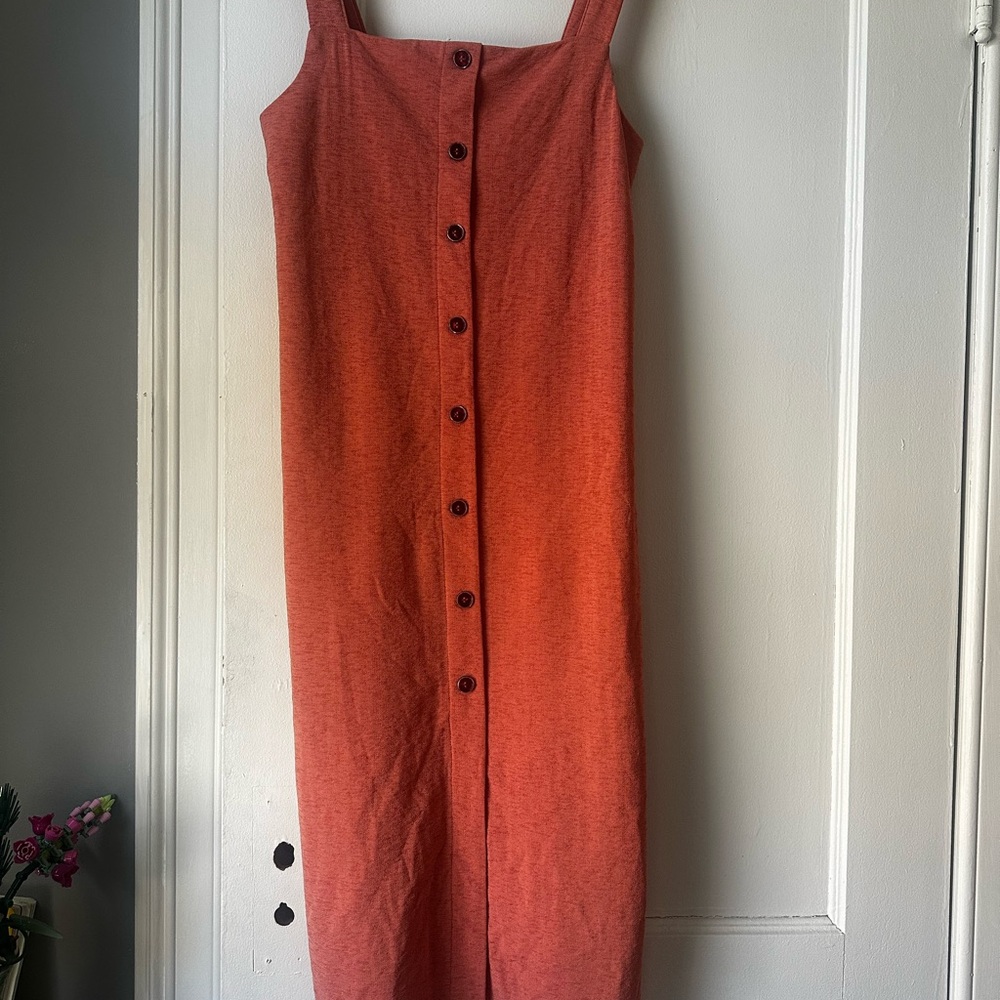 Sleeveless Button-Down Orange Dress